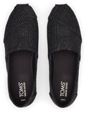 Toms Women Alpargata Black Metallic Linen Stripe